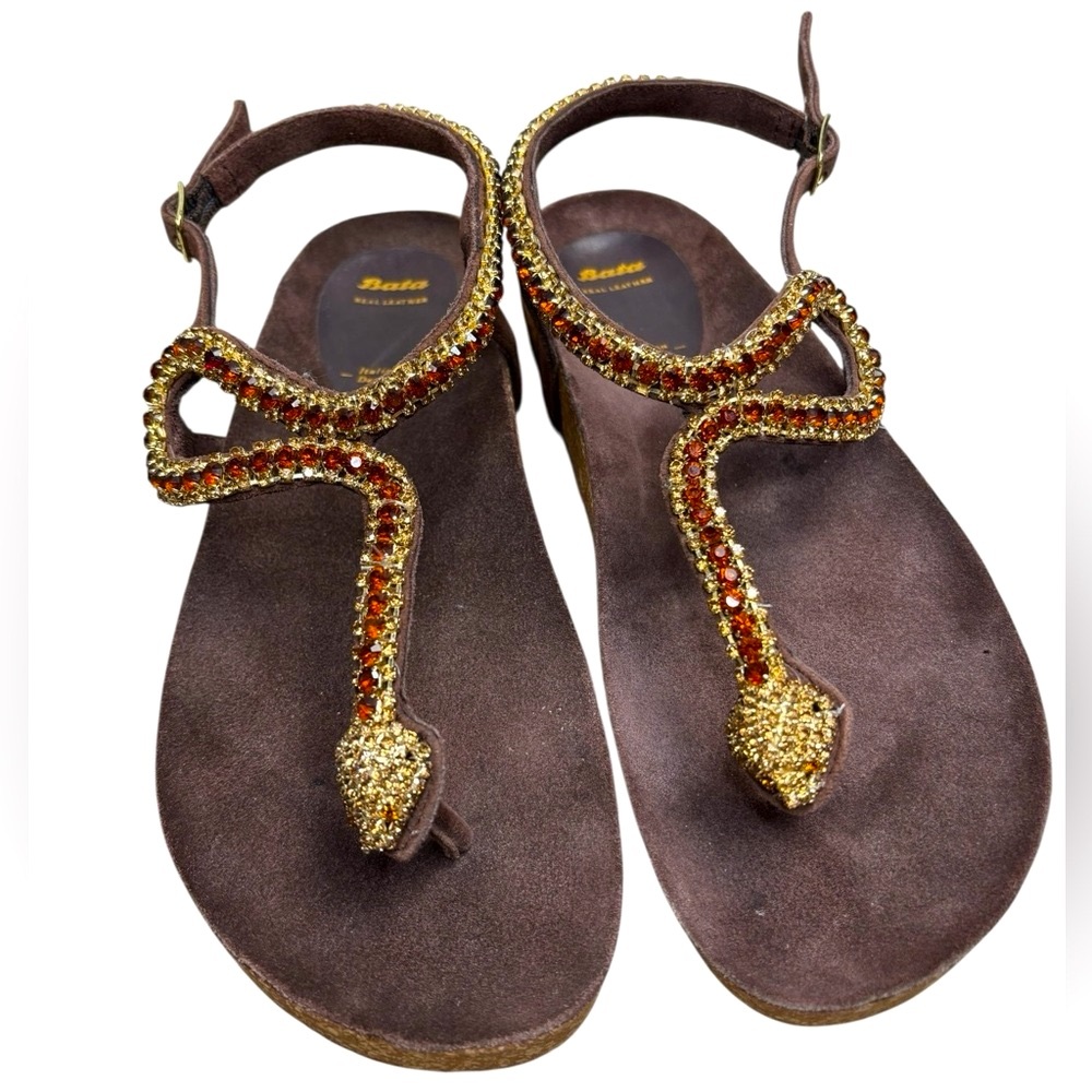 Bata Snake Thong Sandals Italian Made Size 39 - Picture 2 of 16